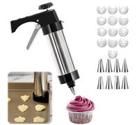 Spritz Kit de presse à biscuits en acier inoxydable avec 13 disques à biscuits et 8 embouts de tuyauterie, presse à biscuits pour la pâtisserie et le glaçage de gâteaux