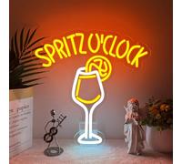 Spritz O'clock Enseigne Lumineuse,Aperol Spritz Neon LED Mural pour Bar Club Party Boutique Pub Restaurant,Cocktail Dimmable Eclairage LED Cadeau pour Madame Monsieur Alimenté par USB （13"*13"）