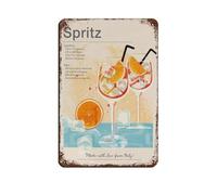 Spritz Poster de recette Aperol - Impression rétro en métal - Décoration murale - 20 x 30 cm
