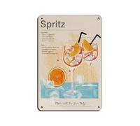 Spritz Poster de recette Aperol - Impression rétro en métal - Décoration murale - 20 x 30 cm