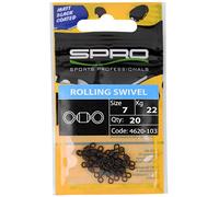Spro Black Rolling Swivel Chevilles de pêche à émerillon pour la pêche, émerillons et brochets, Gr. 5 / 32kg / 20 Stück