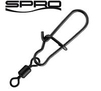 Spro Snap Black Easy Snap + Rolling Swivel - Snaps pour pêche au lancer - Crochet de suspension pour pêche à l'araignée, brochet, bas de ligne, Gr. 0+10 / 8kg / 13 Stück