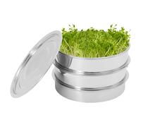 Sprossengarten Lot de 2 étages en acier inoxydable 304 avec tamis 304 Convient à un usage alimentaire pour rebord de fenêtre, cuisine Microgreens Appareil de germination avec couvercle de bac à eau