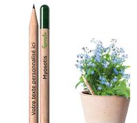 Sprout World Crayons Personnalisés Plantables - Crayons en Bois avec Logo, Texte et/ou Icône Imprimés en Couleur - Pour Entreprises, Événements et Mariages - Originaux et Écologiques, avec Myosotis