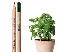 Sprout World Crayons Personnalisés Plantables - Crayons en Bois avec Logo, Texte et/ou Icône Imprimés en Couleur - Pour Entreprises, Événements et Mariages - Originaux et Écologiques, avec Basilic