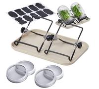 Sprouting Jar Kit de culture de semences pour débutants, avec support, large verre buccal pour plats intérieurs, kit de plantation en acier pour la cuisine et