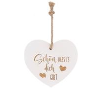 Spruchreif Cœur en bois vintage « Schön, dass es Dich gibt! » Cœur décoratif shabby chic avec inscription en allemand Cadeau pour amis, famille et partenaires 12,5 × 11 × 1,3 cm