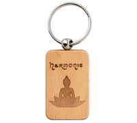 Spruchreif Porte-clés en bois - Bouddha gravé - Harmonie - Cadeaux spirituels - Adultes - Intérêt pour la spiritualité - Neutre