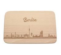Spruchreif PREMIUM QUALITÄT 100% EMOTIONAL | Planche à petit-déjeuner en bois | Planche à pain avec gravure Skyline de Berlin | Cadeau Allemange | Planche à petit-déjeuner avec gravure Skyline Berlin