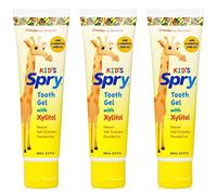 Spry Dentifrice Naturel au Xylitol pour Enfants (+3 Mois) - Gel Dentaire Sans Fluor, Soutient le Développement des Premières Dents, Strawberry Banana 60 ml (Pack of 3)