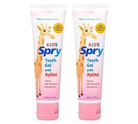 Spry Natural Xylitol Toothpaste for Baby, Toddler and Kids Age 3 Months and Up - Fluoride Free Tooth Gel, Tasty, Support Development of Emerging Teeth, Bubble Gum 2 Fl Oz (Pack of 2)
