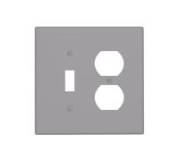 Spshian Cache-prise gris à combinaison 2 interrupteurs - 1 interrupteur à bascule/1 duplex - Plaque murale décorative Gfci - Plaque d'interrupteur électrique - Plaque frontale pour décoration de