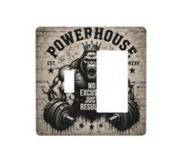 Spshian Couvercles de prise de courant décoratifs vintage Gorilla Powerhouse - Plaque de motivation pour interrupteur à 2 interrupteurs - 1 plaque murale à bascule - Pour chambre à coucher et