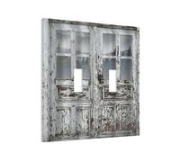 Spshian Plaque murale décorative en bois rustique pour porte de grange à double bascule, plaque murale électrique pour ferme, salle de bain, maison, salon, cuisine