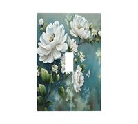 Spshian Plaque murale pour interrupteur à bascule, motif floral abstrait, blanc, 1 interrupteur à bascule, plaque décorative électrique pour salle de bain, décoration d'intérieur