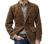 SPSMOKH Blazer pour homme en velours côtelé uni avec patte de boutonnage - Cardigan - Manteau pour les loisirs quotidiens - Veste de loisirs - Veste d'extérieur coupe ajustée (marron, XXL)