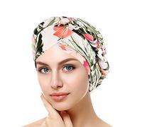 SPSMOKH Bonnet turban pour femme - Élégant couvre-chef musulman à fleurs - Bonnet de sommeil chaud, élastique doux et tendance pour chimio, perte de cheveux, cancer, hijab islamique (vert, taille