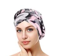 SPSMOKH Bonnet turban pour femme - Élégant couvre-chef musulman à fleurs - Bonnet de sommeil chaud, élastique doux et tendance pour chimio, perte de cheveux, cancer, hijab islamique (violet, taille