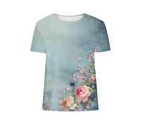 SPSMOKH Chemisiers à manches courtes pour femmes, hauts d'été pour femmes, t-shirts imprimés floraux à fleurs, chemises mignonnes, t-shirts graphiques à vignage, t-shirts décontractés pour femmes