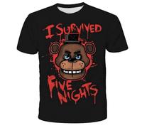 SPSMOKH FNAF T-shirt Freddy/Bonnie/Renard à manches courtes Dessin animé Tops Enfants Adolescents Adultes Hommes et Femmes Décontracté Manches Courtes Été, 11, 100 cm