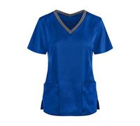 SPSMOKH Tunique d'infirmière à manches courtes et col en V pour femme - Vêtement de travail de massage thérapeute - Haut pour soignant et esthéticienne - Uniforme de travail pour infirmière et chien
