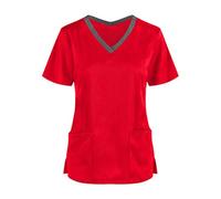 SPSMOKH Tunique d'infirmière à manches courtes et col en V pour femme - Vêtement de travail de massage thérapeute - Haut pour soignant et esthéticienne - Uniforme de travail pour infirmière et chien