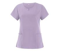 SPSMOKH Tunique d'infirmière à manches courtes et col en V pour femme - Vêtement de travail de massage thérapeute - Haut pour soignant et esthéticienne - Uniforme de travail pour infirmière et chien