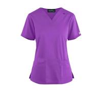 SPSMOKH Tunique d'infirmière à manches courtes et col en V pour femme - Vêtement de travail de massage thérapeute - Haut pour soignant et esthéticienne - Uniforme de travail pour infirmière et chien