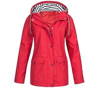 SPSMOKH Veste imperméable coupe-vent pour femme, veste de pluie légère avec fermeture éclair, trench-coat surdimensionné pour cyclisme, randonnée (rouge, taille 3XL)