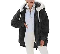 SPSMOKH Veste polaire en peluche pour femme - Manteaux chauds d'hiver pour femme - Veste polaire à fermeture éclair intégrale - Sweat-shirt pelucheux grande taille - Pull décontracté avec poches (noir