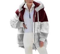 SPSMOKH Veste polaire en peluche pour femme - Manteaux chauds d'hiver pour femme - Vestes en polaire avec fermeture éclair intégrale - Sweat à capuche pelucheux - Grande taille - Pull décontracté avec