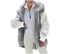 SPSMOKH Veste polaire en peluche pour femme - Manteaux chauds d'hiver pour femme - Vestes en polaire avec fermeture éclair intégrale - Sweat à capuche pelucheux - Grande taille - Pull décontracté avec