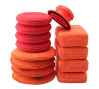 SPTA 13Pcs Éponge De Polissage Voiture Éponge De Cire Éponge Fartage Tampon De Nettoyage pour Nettoyer Voitures Véhicule, Verre (Bleu, Jaune)
