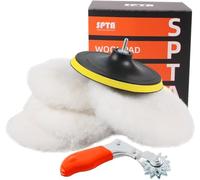 SPTA 5 Pièces 150mm Bonnets de polissage + Disque de Polissage Éponge de Polissage en Laine Polissage Tampon de Polissage Pads de Polissage avec M14 Drill Adapter pour Machine à polir