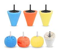 SPTA Boule de polissage, cônes de polissage, disques de polissage pour perceuse, lot de 7 éponges de polissage, 4 cônes de polissage + 3 boules de polissage pour entretien de voiture, embout de