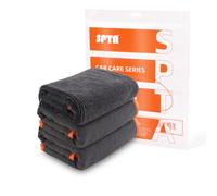 SPTA Lot de 3 Serviettes de séchage en Microfibre pour Voiture, Chiffon de Nettoyage à Poils torsadés, Serviettes en Microfibre à Bord Orange pour détails de Voiture, 41,9 x 41,9 cm, 600 g/m²,
