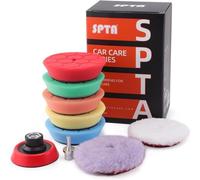 SPTA Set Éponge de Polissage, 9 Pièces 80mm Hex Logic Polissage Pad Éponge polir Kit Tampon en Laine d'agneau pour 80mm pour Polisseuse Machine - FLPS3MIX