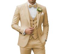 SPTALLFITJSV Costume 3 pièces pour homme - Coupe ajustée - Blazer à deux boutons - Gilet et pantalon - Pour mariage, bal de fin d'année, fête, champagne, Tailee XS