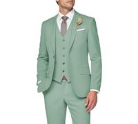 SPTALLFITJSV Costume 3 pièces pour homme, coupe ajustée, costume de mariage élégant à un bouton, gilet et pantalon, Vert sauge poudré, Tailee XS