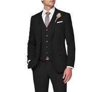 SPTALLFITJSV Costume 3 pièces pour homme, coupe ajustée, costume de mariage élégant à un bouton, gilet et pantalon, noir, Taille 5XL