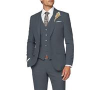 SPTALLFITJSV Costume 3 pièces pour homme, coupe ajustée, costume de mariage élégant à un bouton, gilet et pantalon, gris acier, Taille 5XL