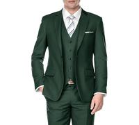 SPTALLFITJSV Costumes 3 pièces pour homme Coupe ajustée, Costume de mariage, soirée de bal, travail, Veste de smoking à un bouton, gilet et pantalon, vert foncé, Taille S