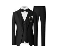 SPTALLFITJSV Smoking 3 pièces pour homme - Coupe ajustée - Pour mariage, bal, dîner - Avec nœud papillon, noir, Taille 5XL