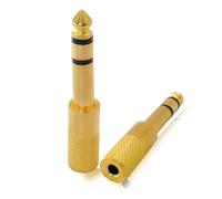 SPTSSWET Adaptateur Jack 6.35mm Mâle vers 3.5mm Femelle Plaqué Or Compatible avec Piano Guitare Électrique Amplificateur Synthétiseur Carte Son Tablette Casque Pack de 2