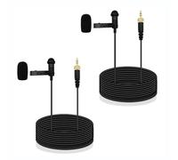 SPTSSWET Lot de 2 microphones Lavalier compatibles avec émetteur sans fil Sennheiser à condensateur omnidirectionnel Micro filaire 3,5 mm Revers TRS pour conférences streaming en direct YouTube 1,5 m