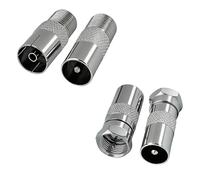 SPTSSWET Lot De 4 Coupleurs d'Adaptateurs d'Antenne, Connecteur Coaxial Rf TV Type F Mâle/Femelle Vers Mâle/Femelle Pour Récepteur Satellite, Câble d'Antenne, Modem, Appareils Audio,Argent