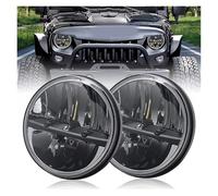 SPUFKGE Phare Voiture 1 Paire De Feux De Circulation 7 Pouces Phare LED H4 Hi-Lo Pour Lada 4x4 Pour Urban Pour Niva Pour Jeep Pour Wrangler TJ JK LJ CJ Phare Assemblage