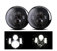 SPUFKGE Phare Voiture 1 paire de feux de circulation 75W Led H4 7 pouces, accessoires de voiture, yeux d'ange H4, phare Led pour Lada pour Niva 4X4 pour Uaz pour Hunter Phare Assemblage(2x 40b 1pair)