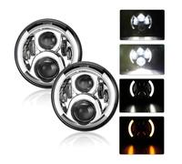SPUFKGE Phare Voiture 1 paire de feux de circulation 75W Led H4 7 pouces, accessoires de voiture, yeux d'ange H4, phare Led pour Lada pour Niva 4X4 pour Uaz pour Hunter Phare Assemblage(2x 60s 1pair)