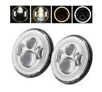 SPUFKGE Phare Voiture 1 paire de feux de circulation 75W Led H4 7 pouces, accessoires de voiture, yeux d'ange H4, phare Led pour Lada pour Niva 4X4 pour Uaz pour Hunter Phare Assemblage(2x 40s 1pair)